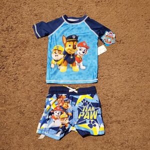 Paw Patrol Kids Rashguard Swim Suit Set - Blue and Yellow